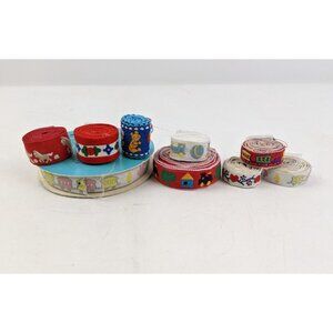 Vintage Mixed Lot Woven Ribbon Trim Childrens Theme Bears Trains Horses Kids